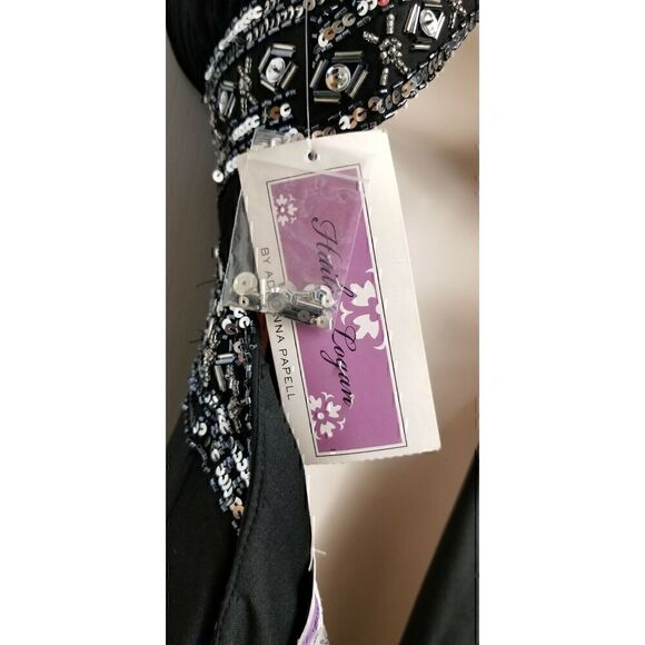 Adrianna Papell Formal Gown Dress Sz 3/4 Black Sequin Prom Wedding Hailey Logan - Picture 8 of 8